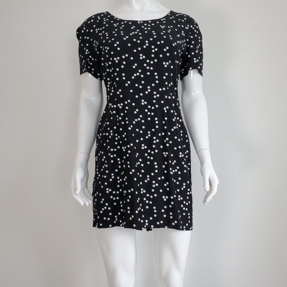 Vintage 80's My Michelle Black & White Polkadot Mini Dress - Picture 2 of 8